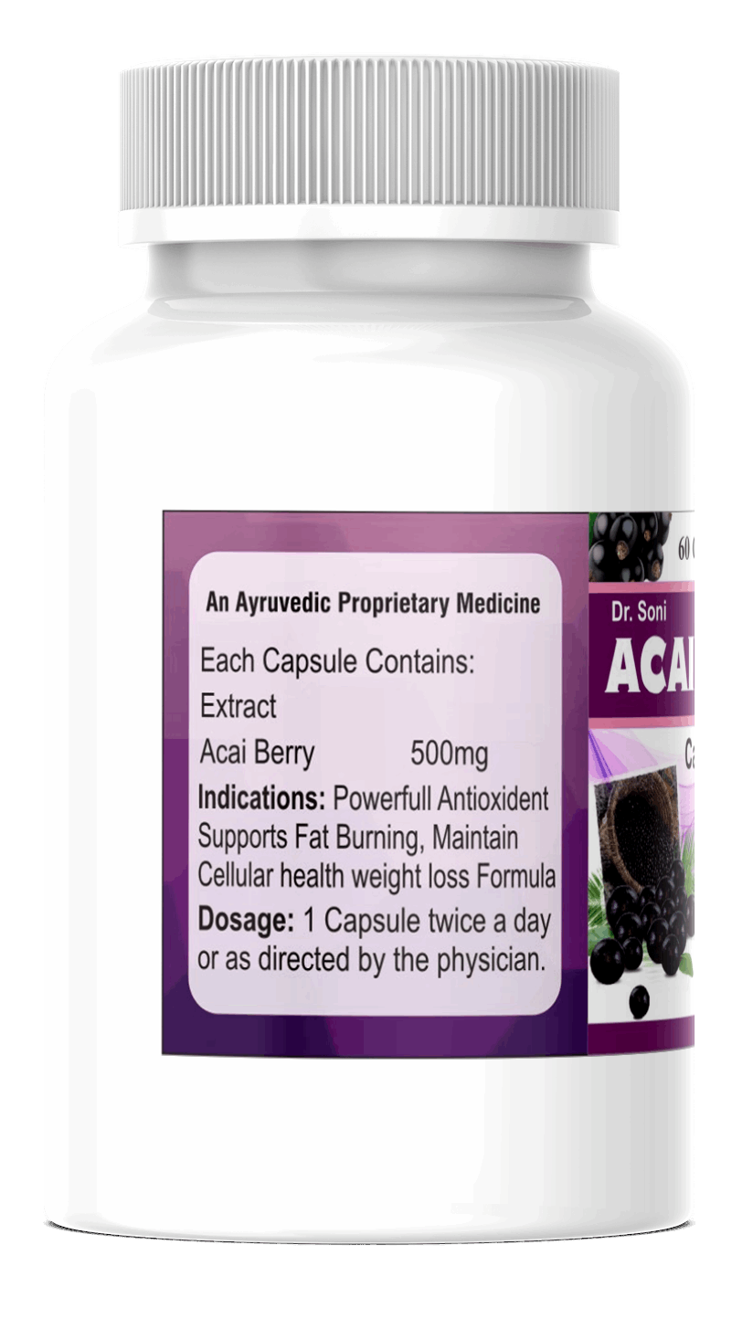 Dr.Soni Acai Berry/Berry Extract Capsule for Antioxidant,Skin Care & Nutrition Supplement (60 Capsules X 500mg),Acai Berry Extract Capsule