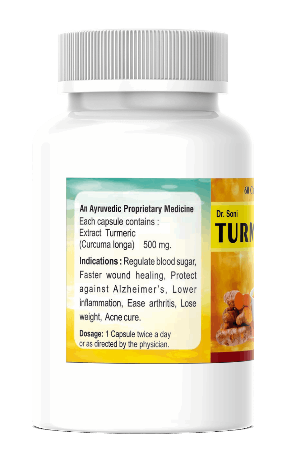 - 60 Capsules Pack of 1 Extract Capsule,Turmeric curcumin,Alzheimer's,Anti-bacteria,Anti-cancer,Anti-inflammatory,Antibacterial,Antifungal,properties,Antioxidant enzymes,Bioactive Compunds,curcumin,Depression,Turmeric