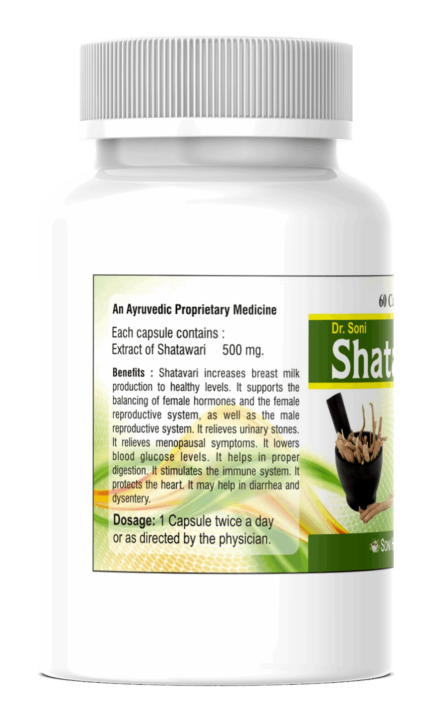 Dr. Soni Organic Shatavari Capsules for Women's Wellness Supplement (60 Capsule)