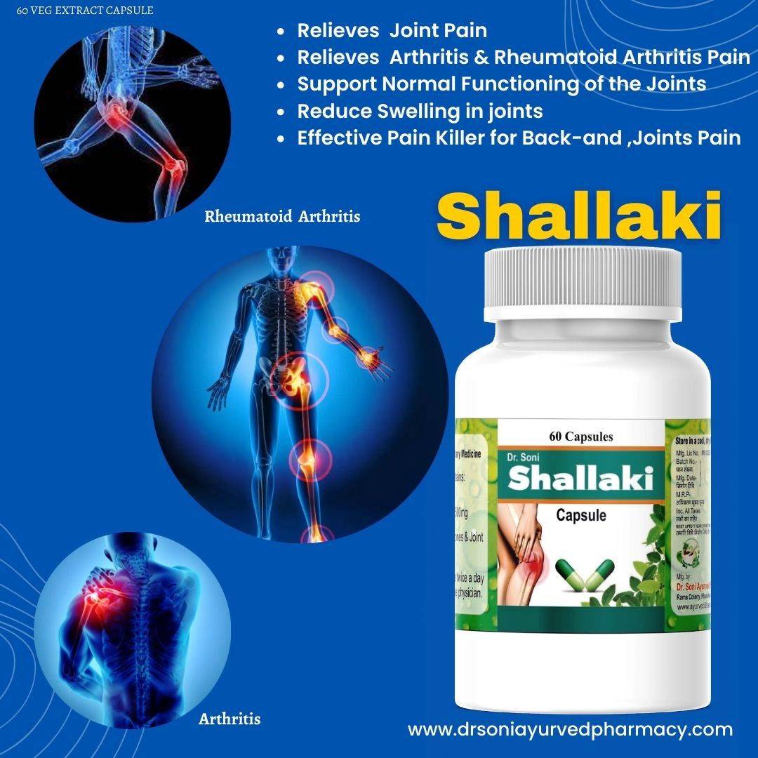 Dr. SonShallaki Extract Capsules for Bone & Joint Wellness, Reduces pain and inflammation Ayurvedic Capsule 500 Mg, (60 Veg Capsules),Shallaki Extract Capsules,shallaki capsule,shallaki,Relieves Joint Pain,Reduce Swelling in joints,Powerful antioxidant,Pain Killer,Normal Functioning of the Joints,Muscular Pain,benefits of shallaki,Arthritis & Rheumatoid Arthritis Pain,Antipyretic,Antioxidants,Anti-inflammatory, Dr. Soni Shallaki Capsules for Bone & Joint Wellness